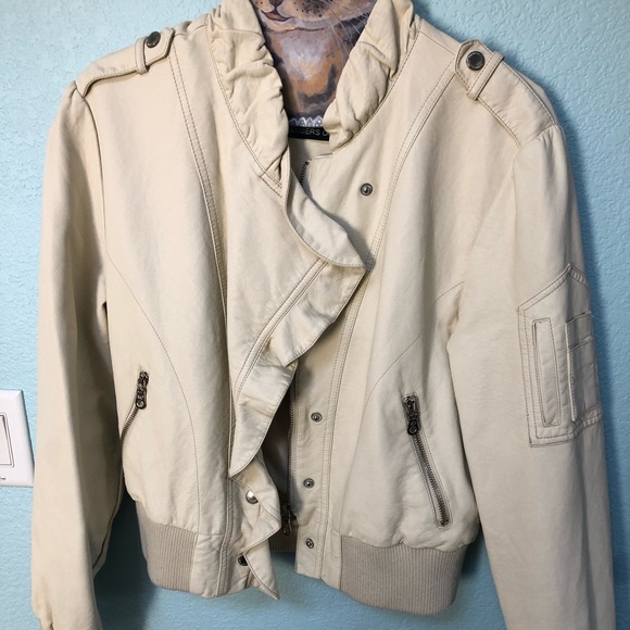 Members Only Ruffle Faux Leather Jacket - Picture 1 of 6
